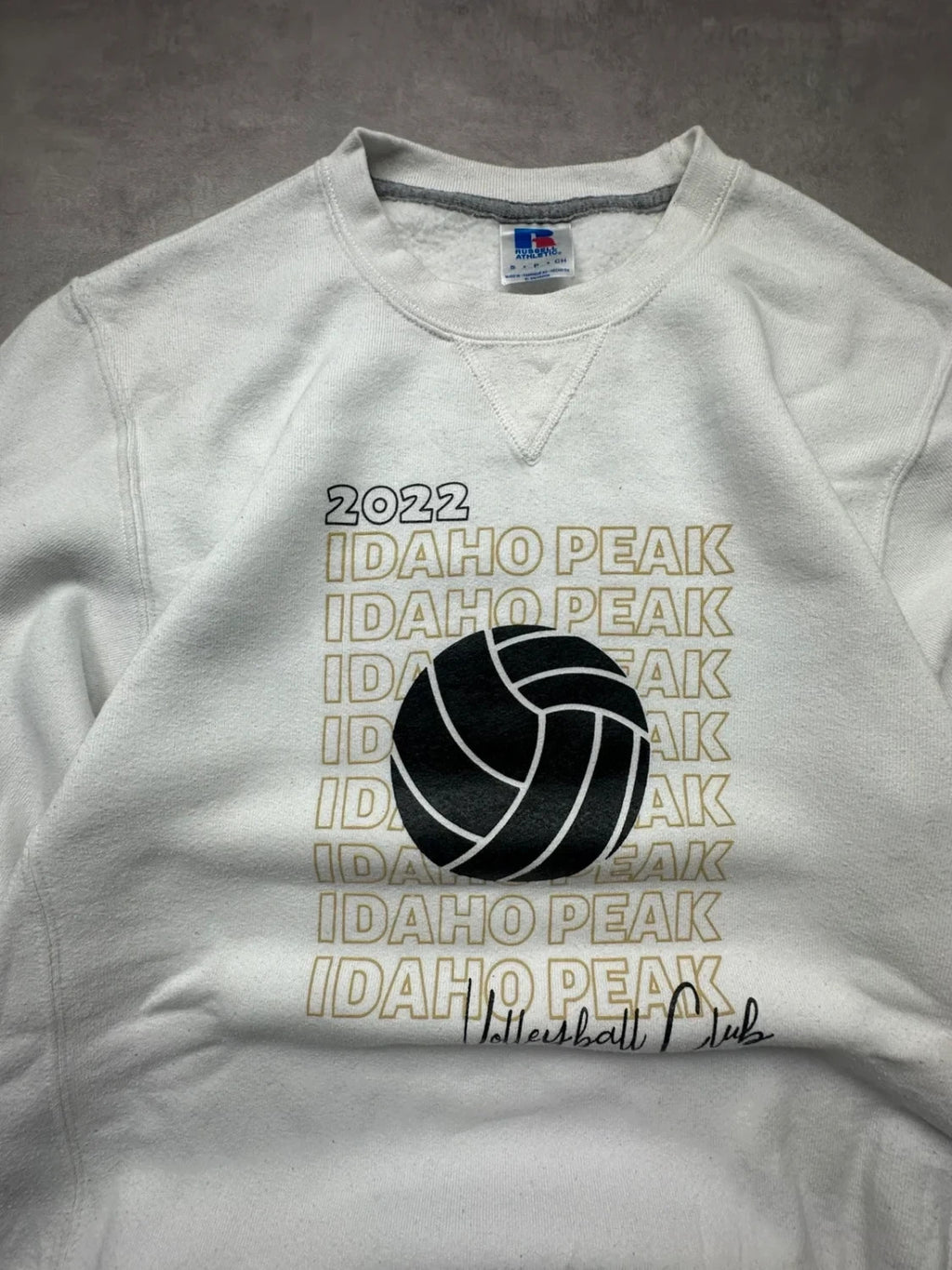 Sweat Russell Athletic Vintage Idaho Peak Blanc