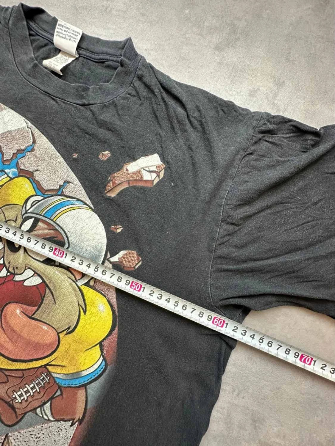 T-Shirt Vintage 1997 Looney Tunes Taz Football Américain Noir