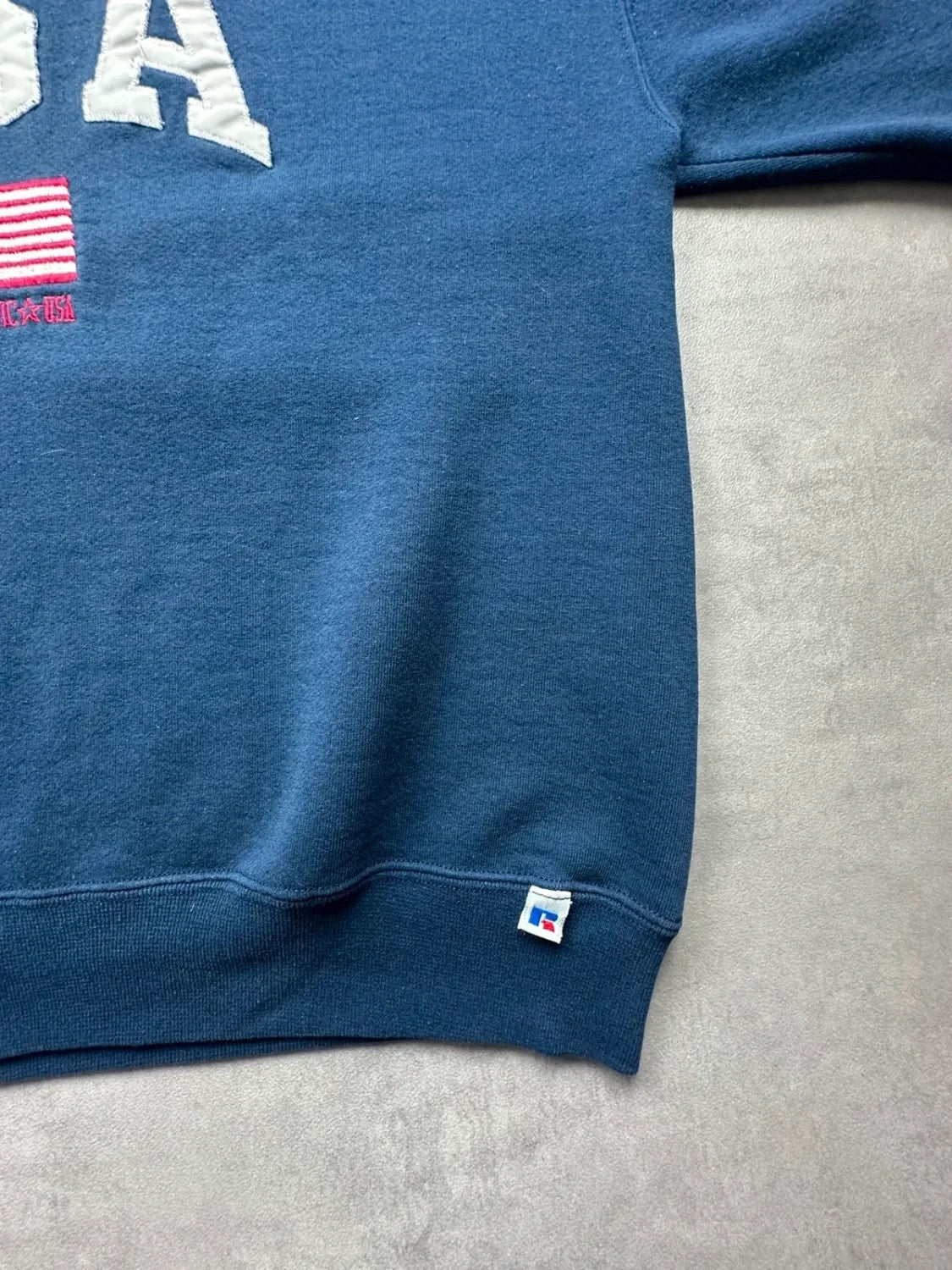 Sweat Russell Athletic Vintage American Flag USA Navy