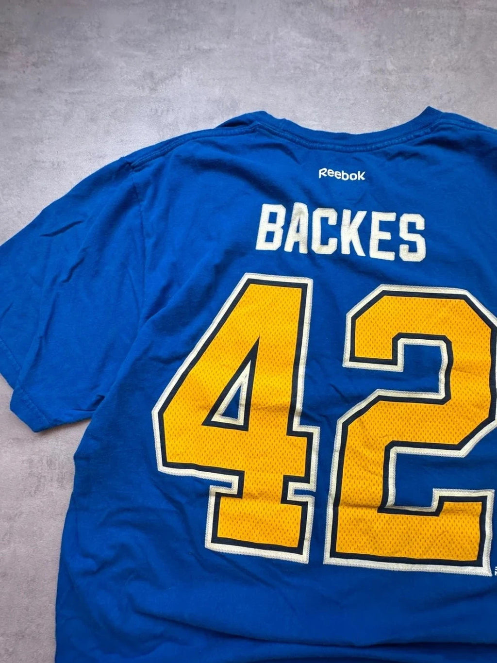 Tee-Shirt NHL Vintage David Backes #42 Bleu