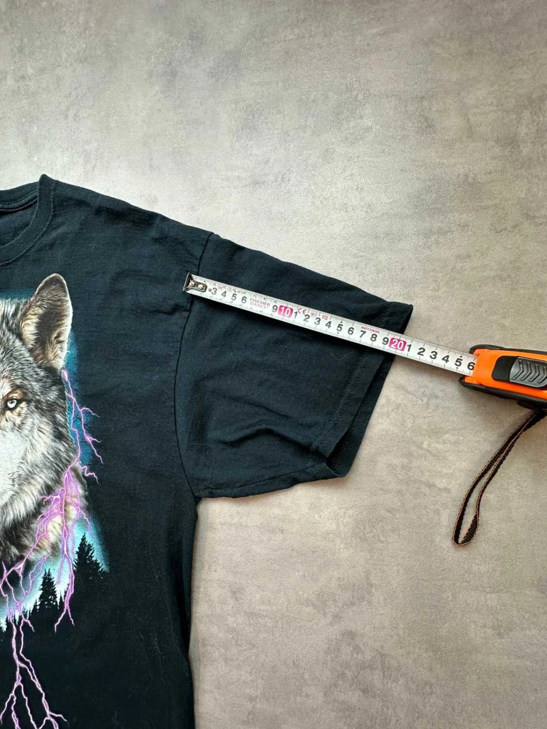 Tee Shirt Vintage Wolf Lightning Graphic Noir – Animal Print USA