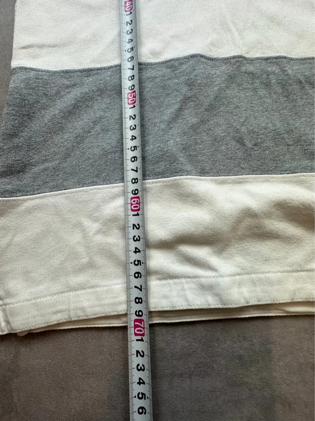 Polo Nike Vintage Manches Longues Rayé Gris & Blanc