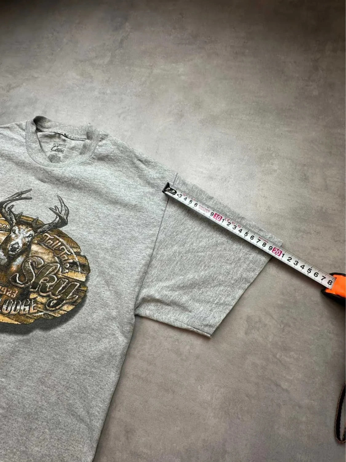T-Shirt Vintage Animals Print Cerf Gris