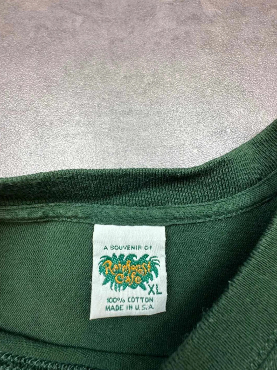 Tee-shirt Vintage Rainforest Cafe Orlando Vert 100% Coton