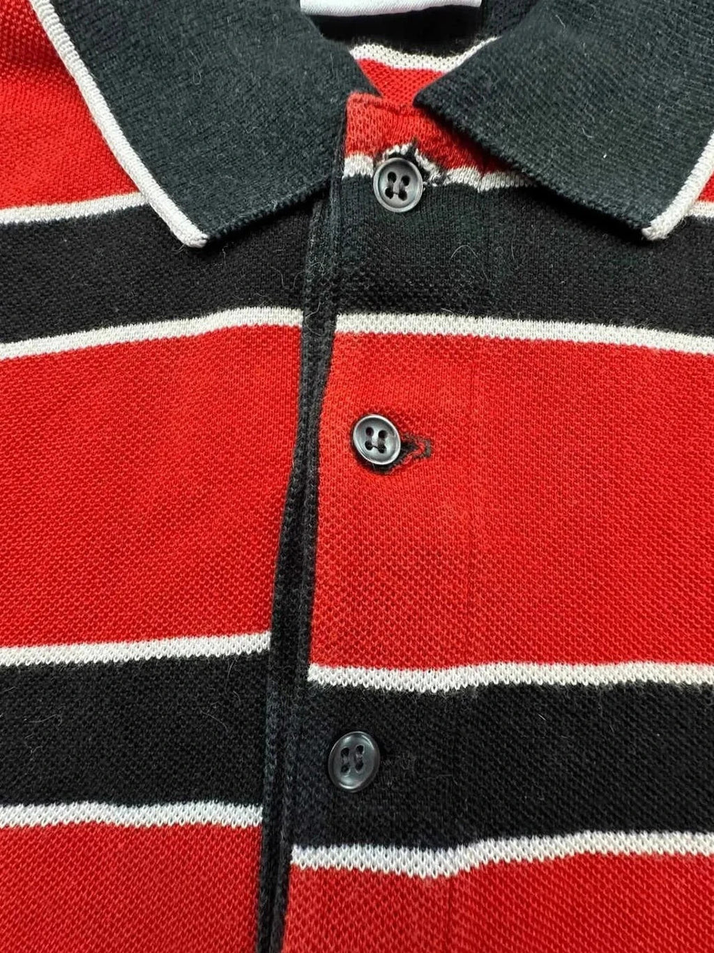 Polo Lacoste Vintage Rayé Rouge Noir