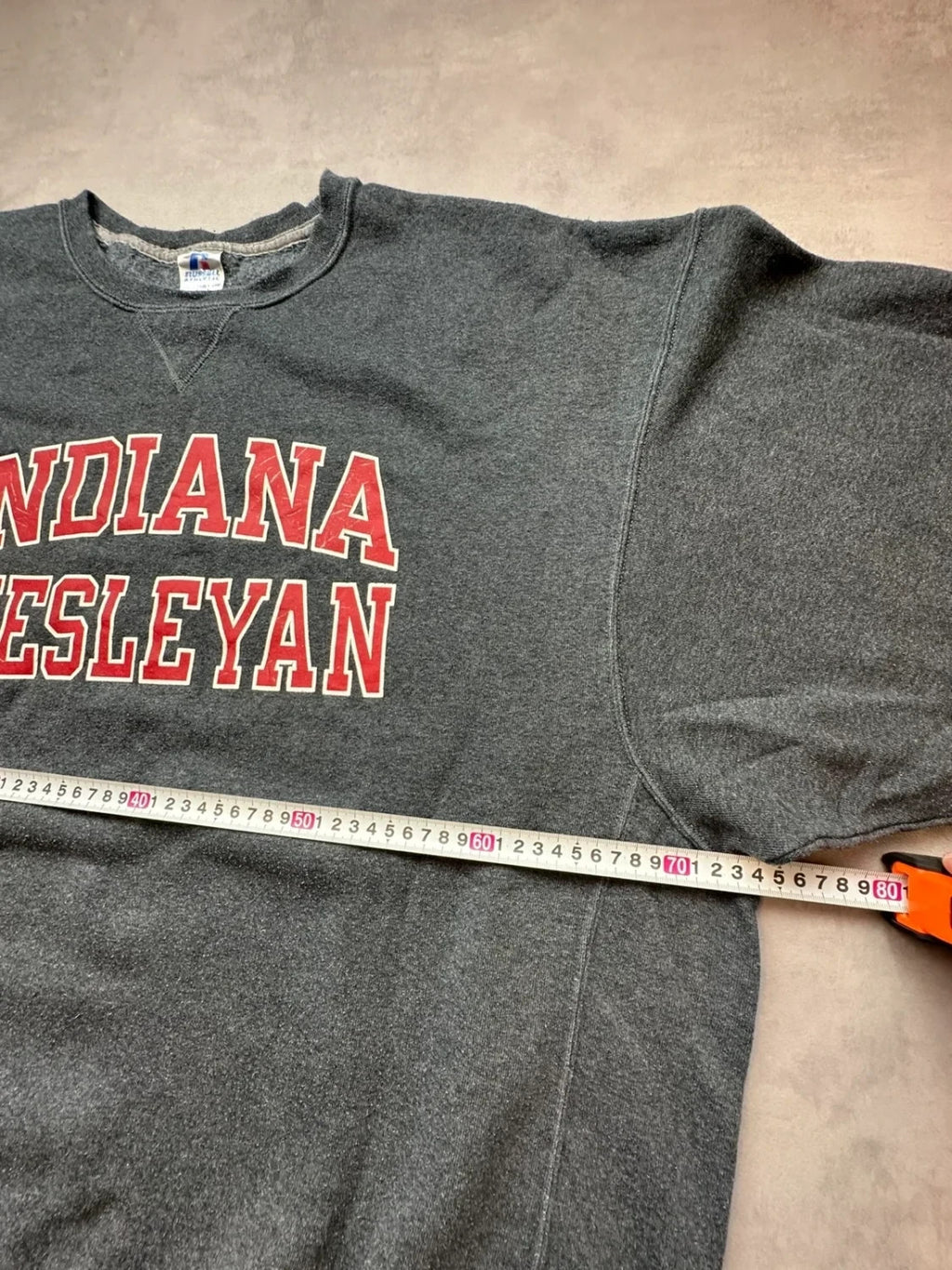 Sweat Russell Athletic Vintage Indiana Wesleyan Gris – College USA