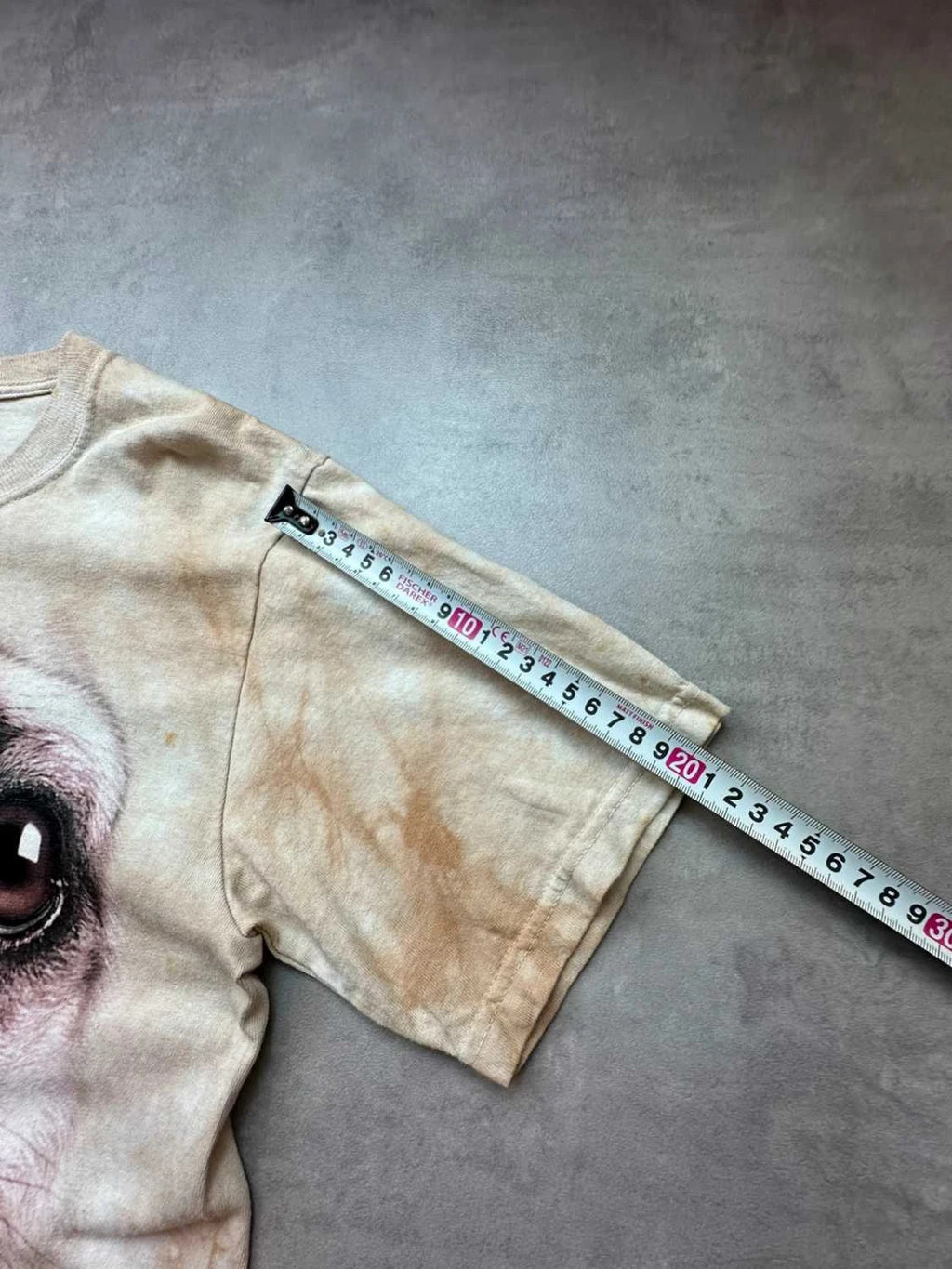 Tee Shirt Vintage The Mountain Carlin Tie-Dye Beige – Graphic Dog Print Y2K 90s