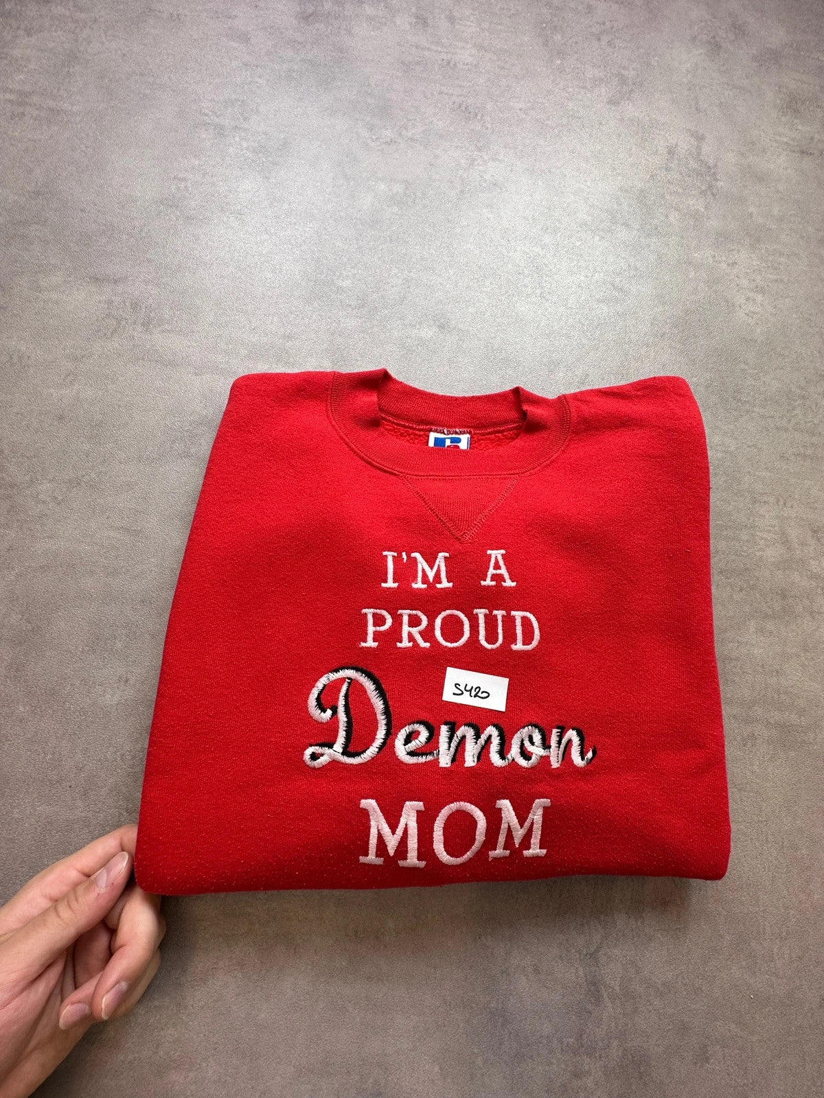 Sweat Crewneck Vintage Russell Athletic Demon Mom