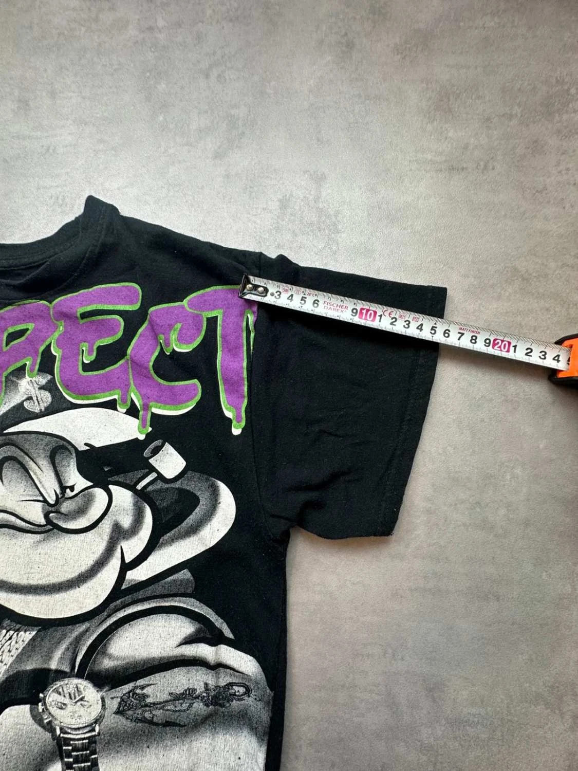 T-Shirt Vintage Popeye “Respect The Grind” Noir