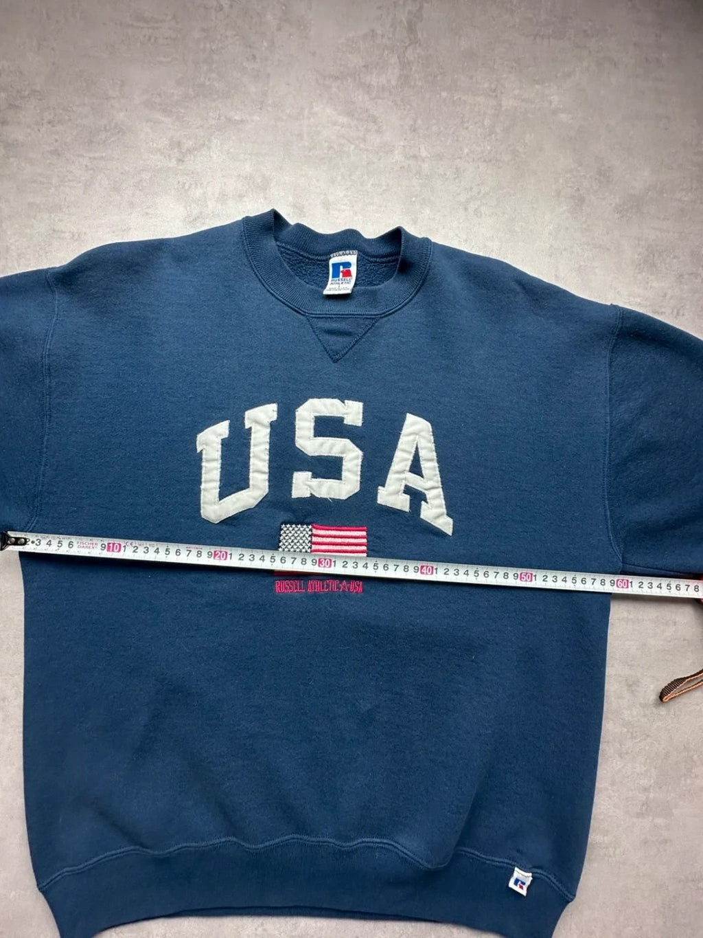 Sweat Russell Athletic Vintage American Flag USA Navy