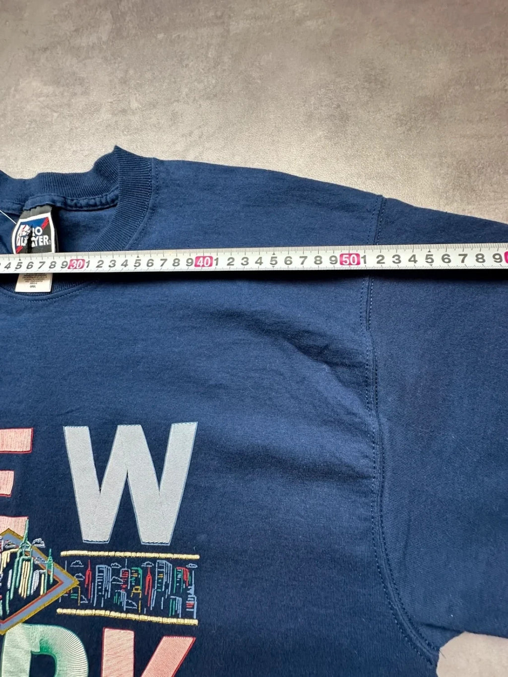 T-Shirt Vintage New York 100% Coton Graphic Building – Navy