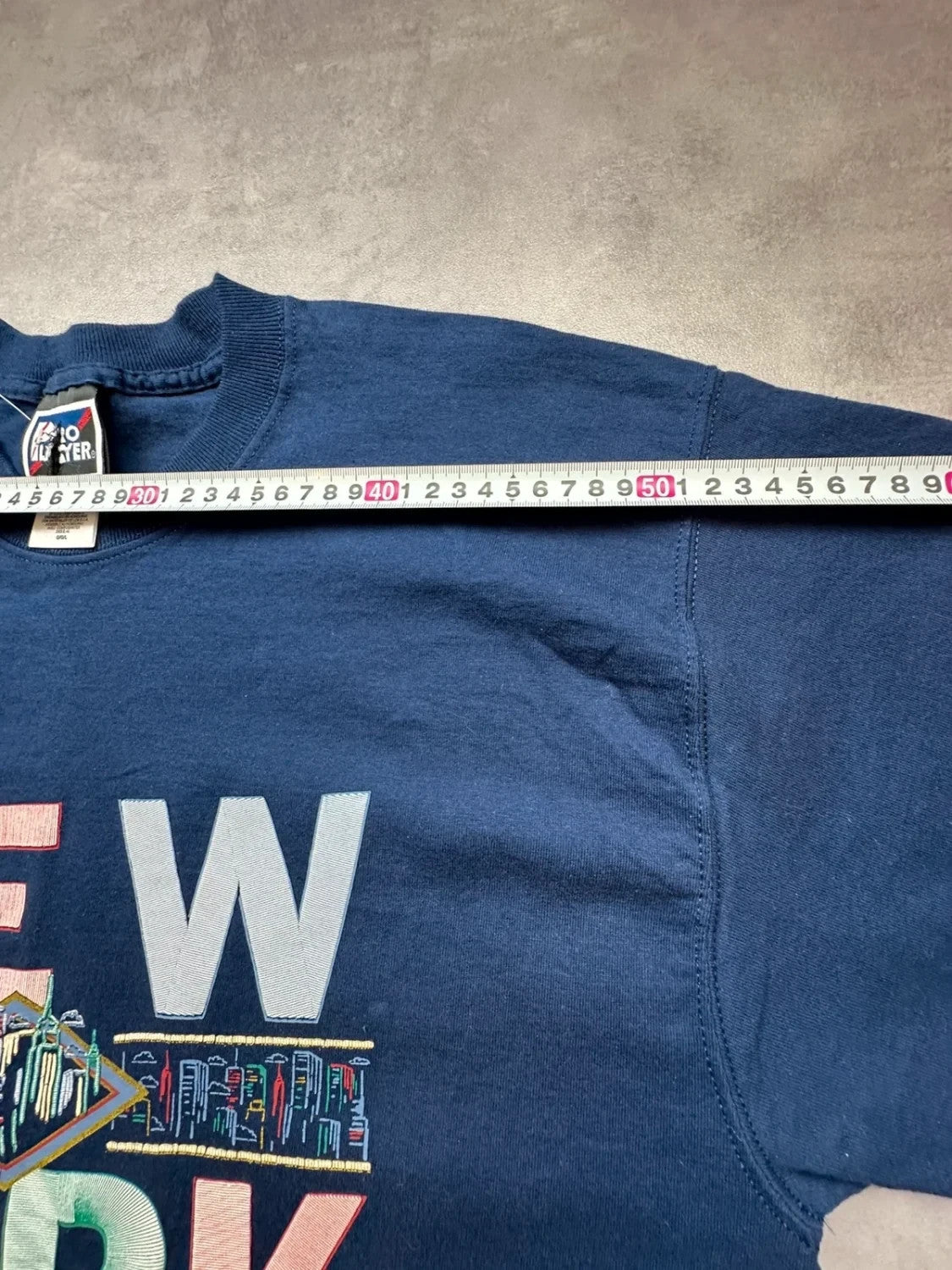 T-Shirt Vintage New York 100% Coton Graphic Building – Navy