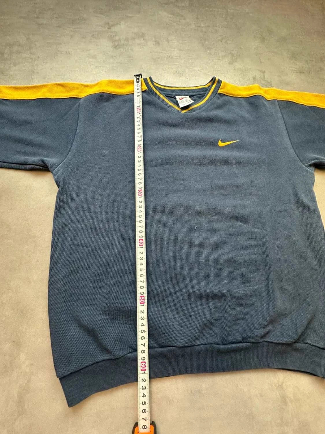 Nike Vintage Y2K Sweat Oversize Bleu Marine & Jaune – Big Swoosh – 90s 00s Streetwear