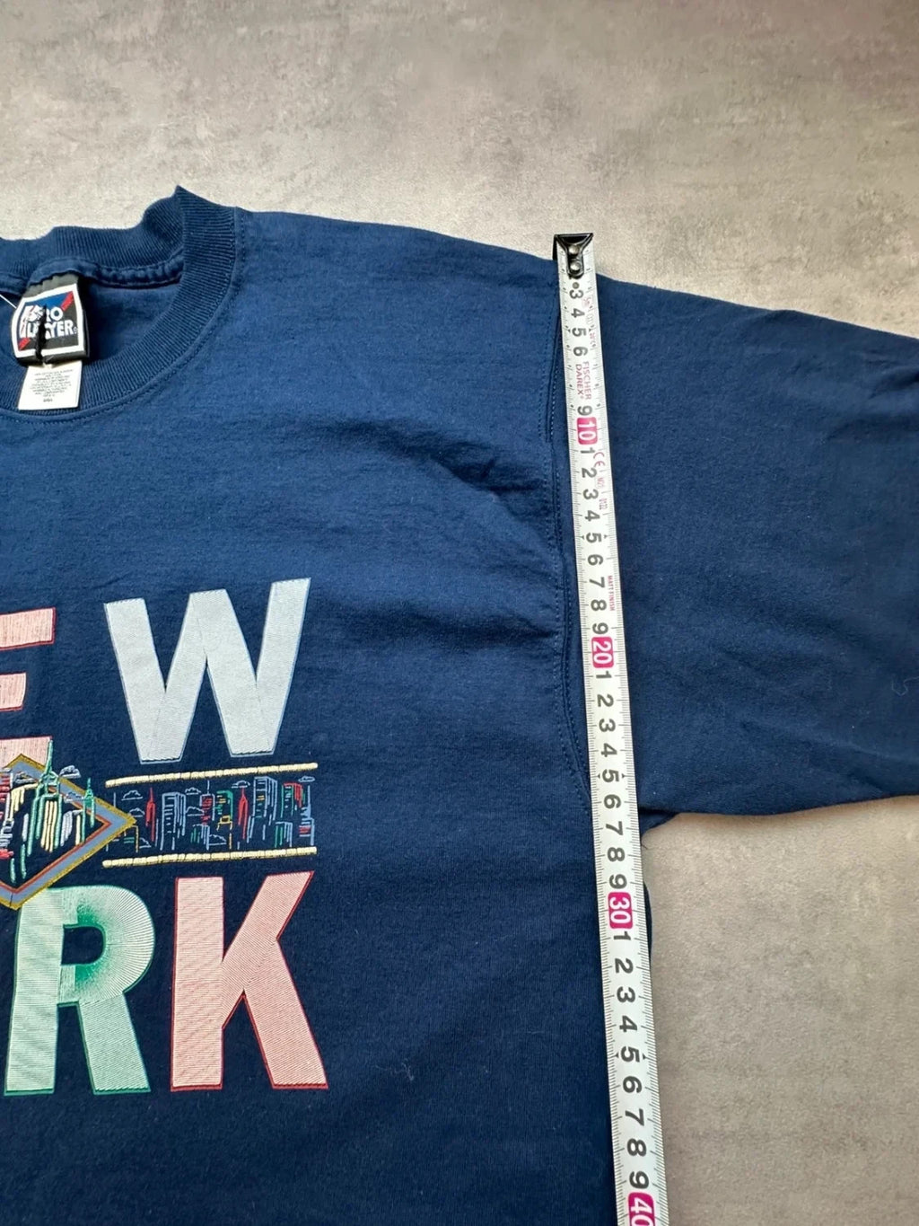 T-Shirt Vintage New York 100% Coton Graphic Building – Navy